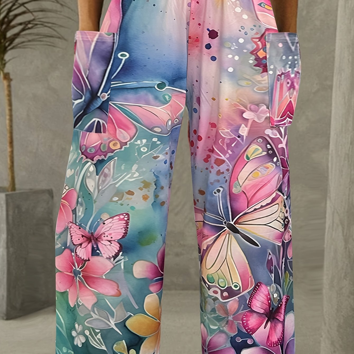 Chic Butterfly Plus Size Casual Pants