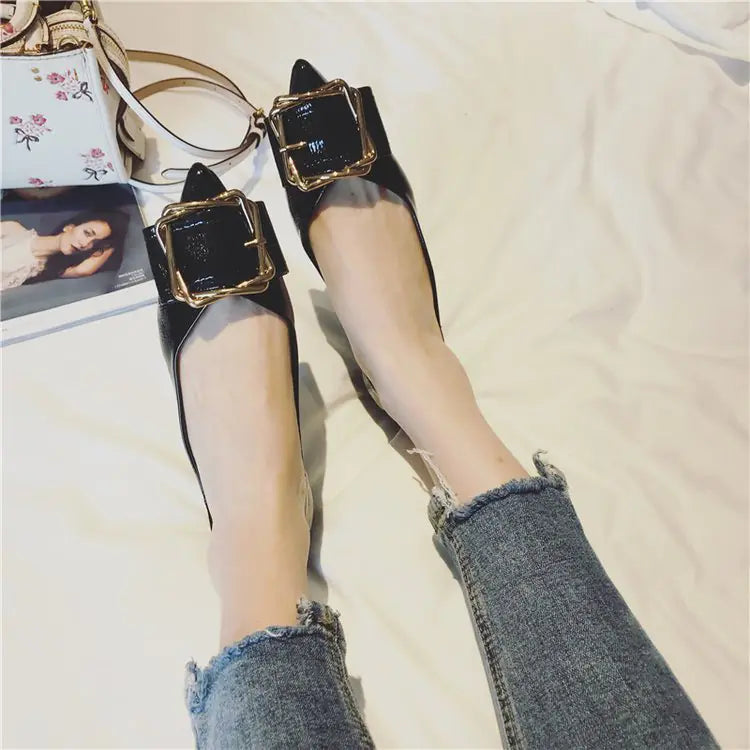 Trendy Korean Style Pointed Toe Flat Slip-On Shoes