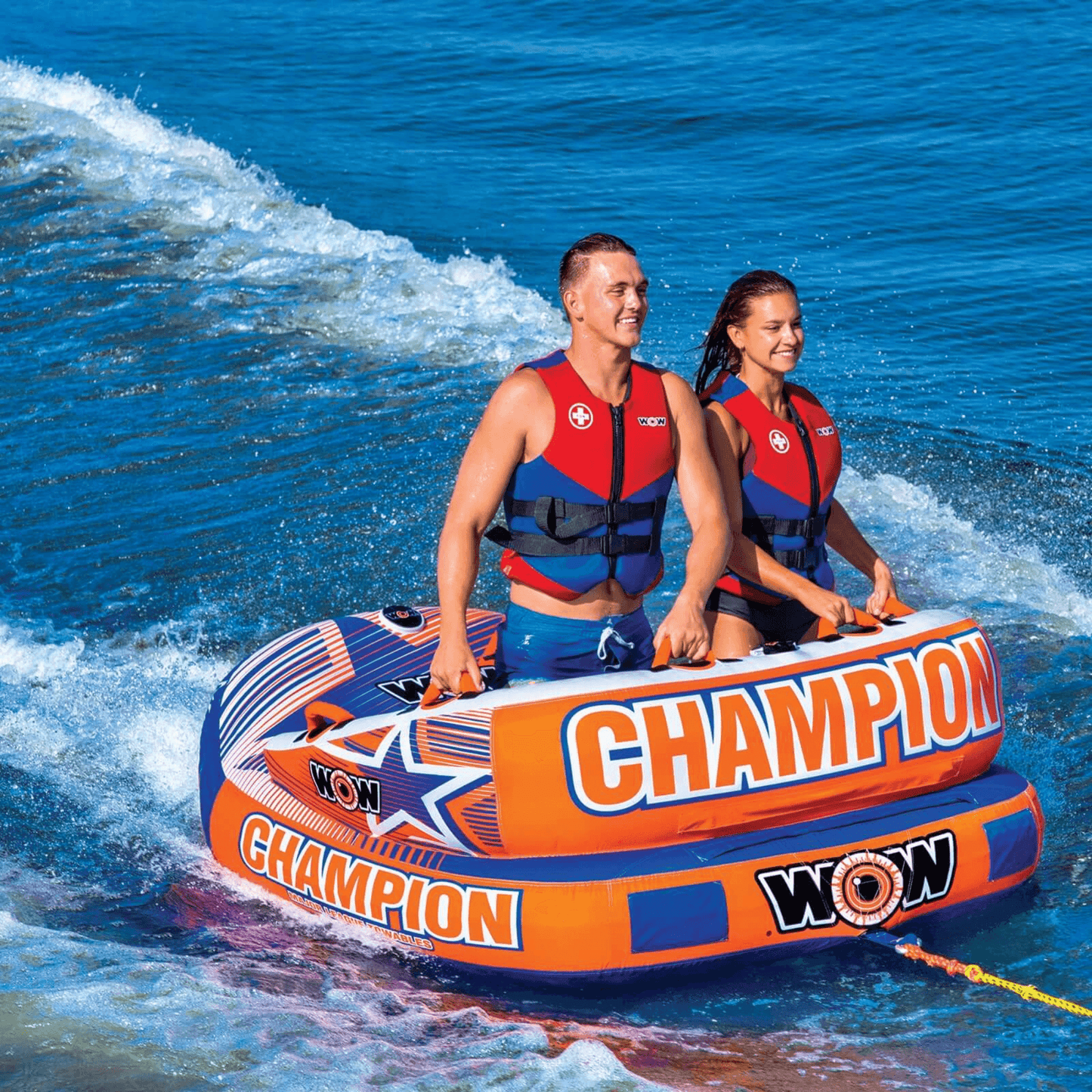 WOW Watersports Champion 2-Person Towable with EZ-Up Nose for Minimal Drag and Footrest