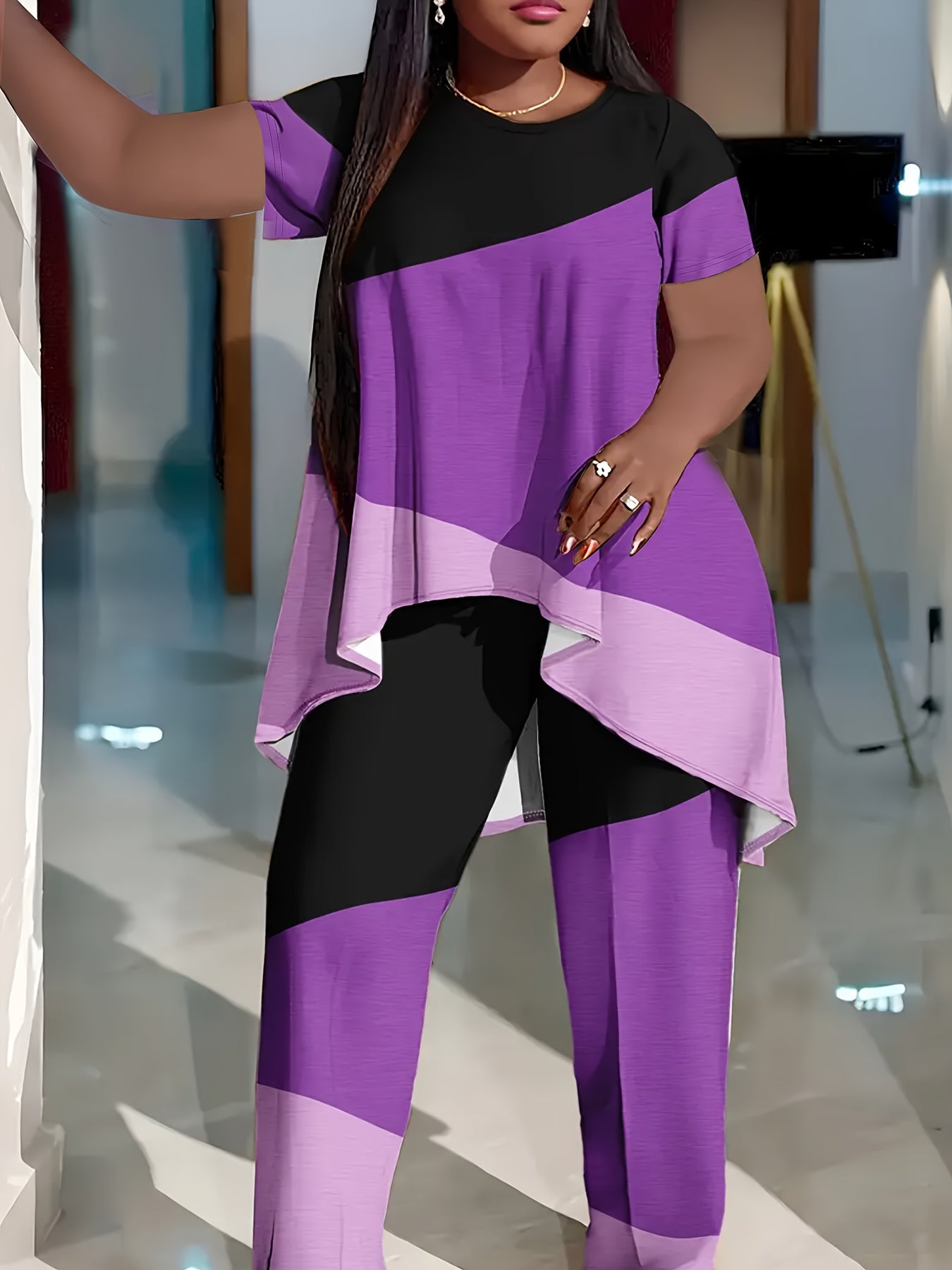 Purple Haze Plus Size Flowy Fashion Outfit