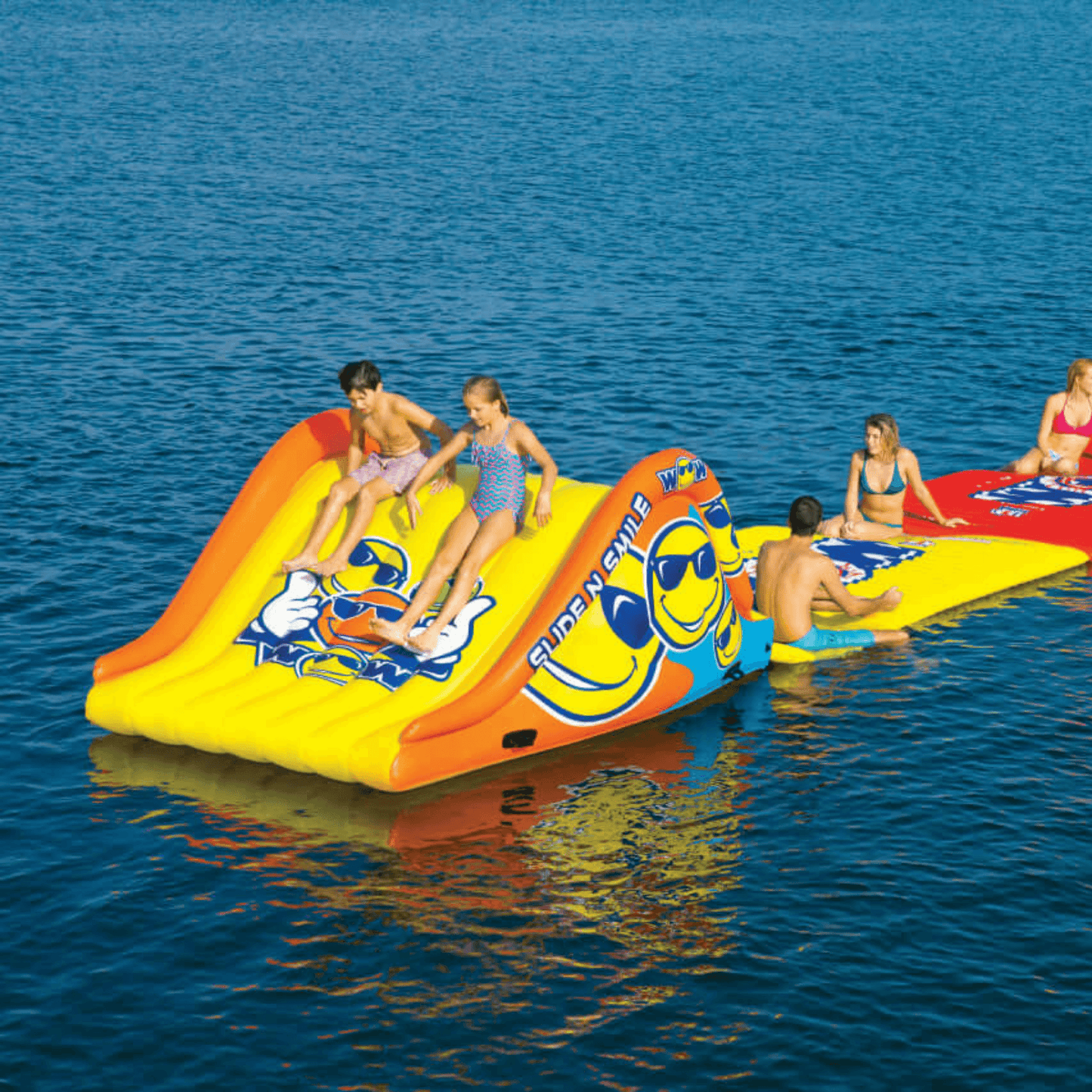 WOW Watersports Slide N Smile Floating 2 Lane Waterslide