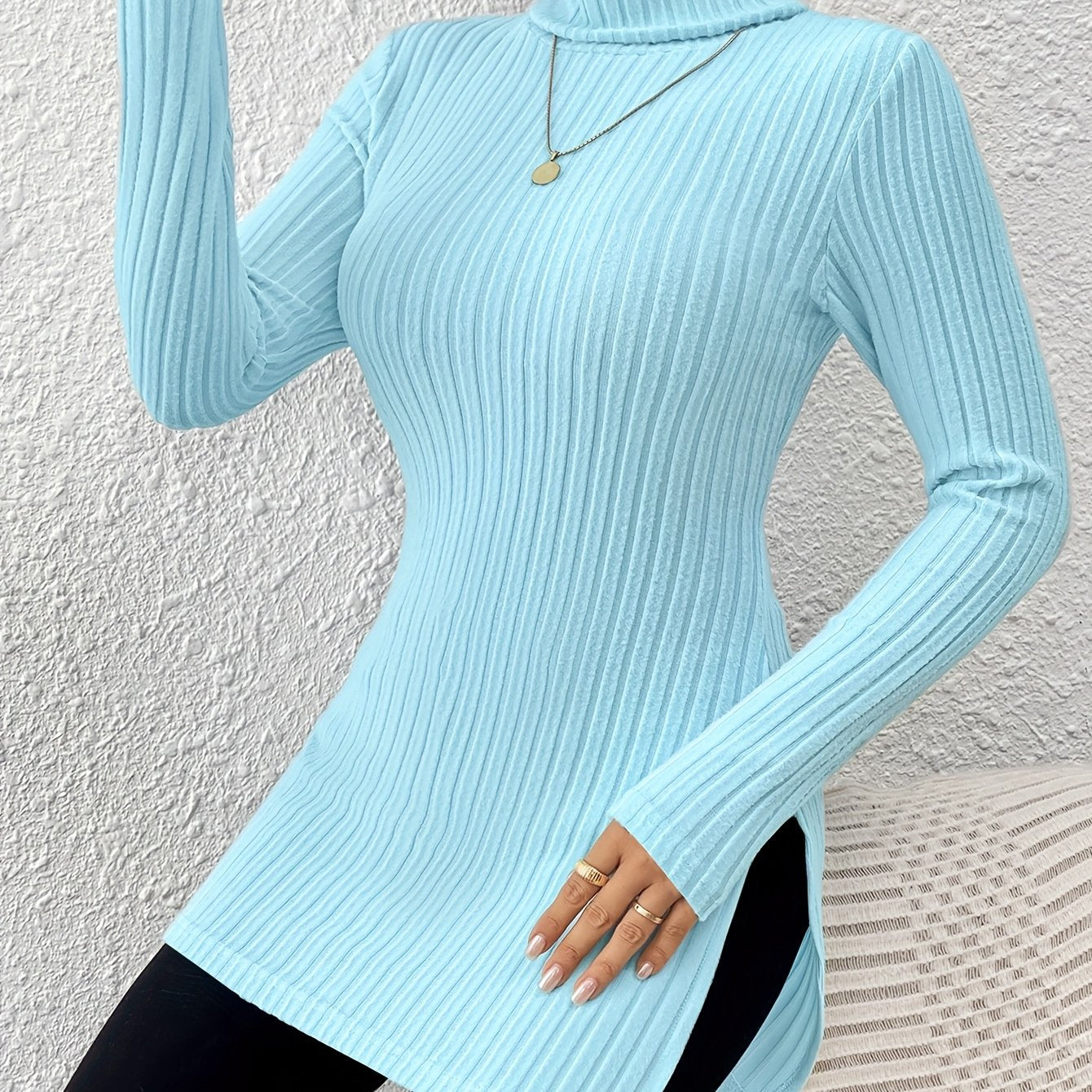 Elegant Soft Turtleneck Long Top