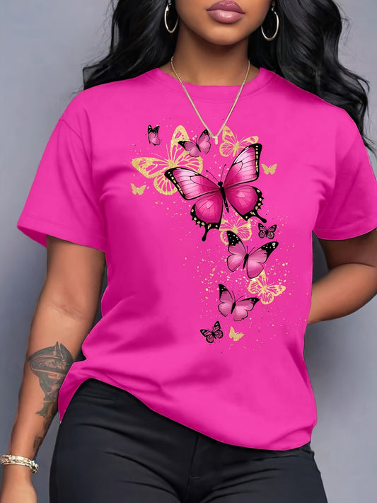 Effortless Style Vibrant Butterfly Plus Size