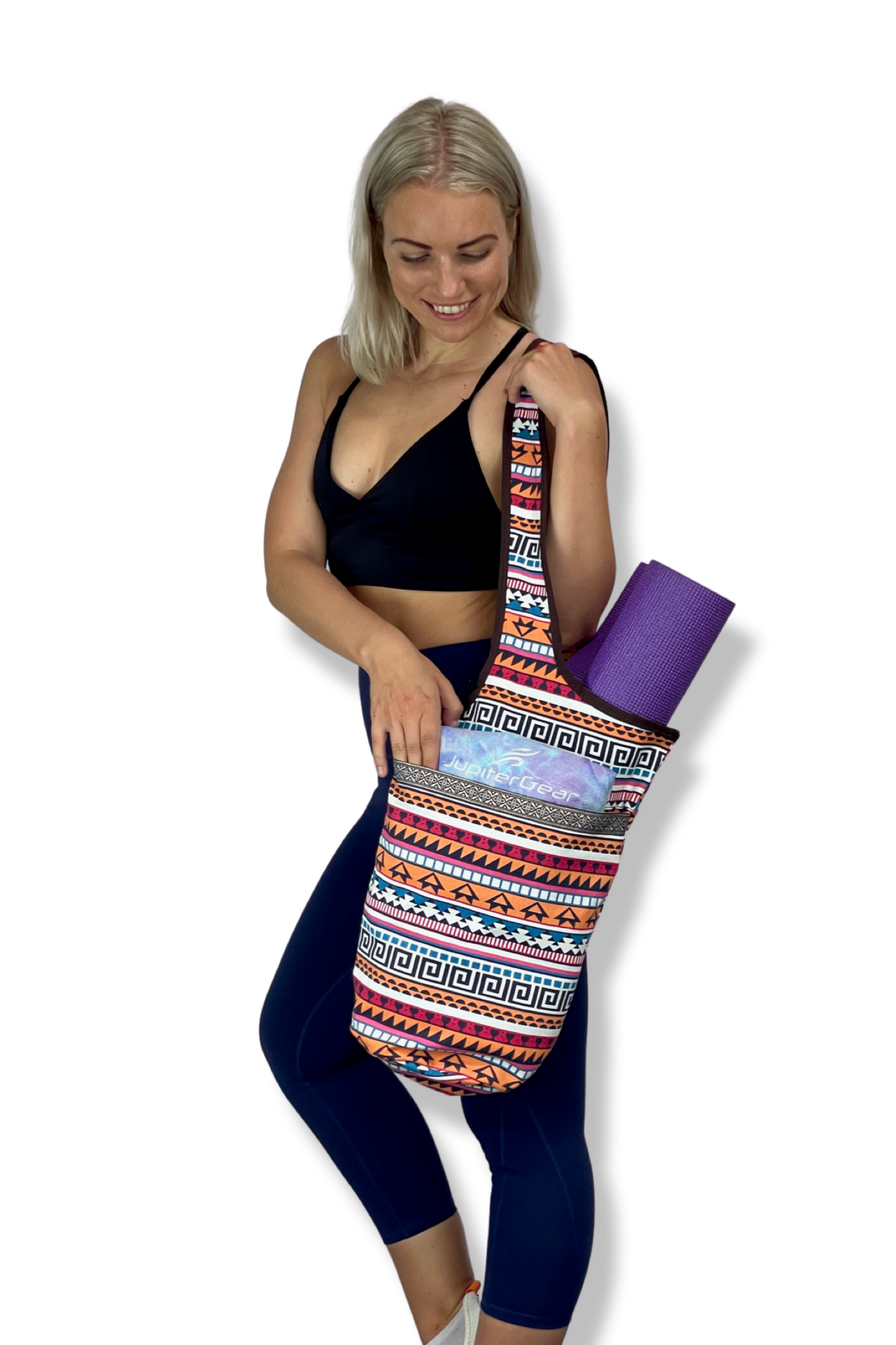 JupiterGear Yoga Mat Carrying Tote Bag with Large Size Pockets | Multipurpose and Fit Most Size Mats