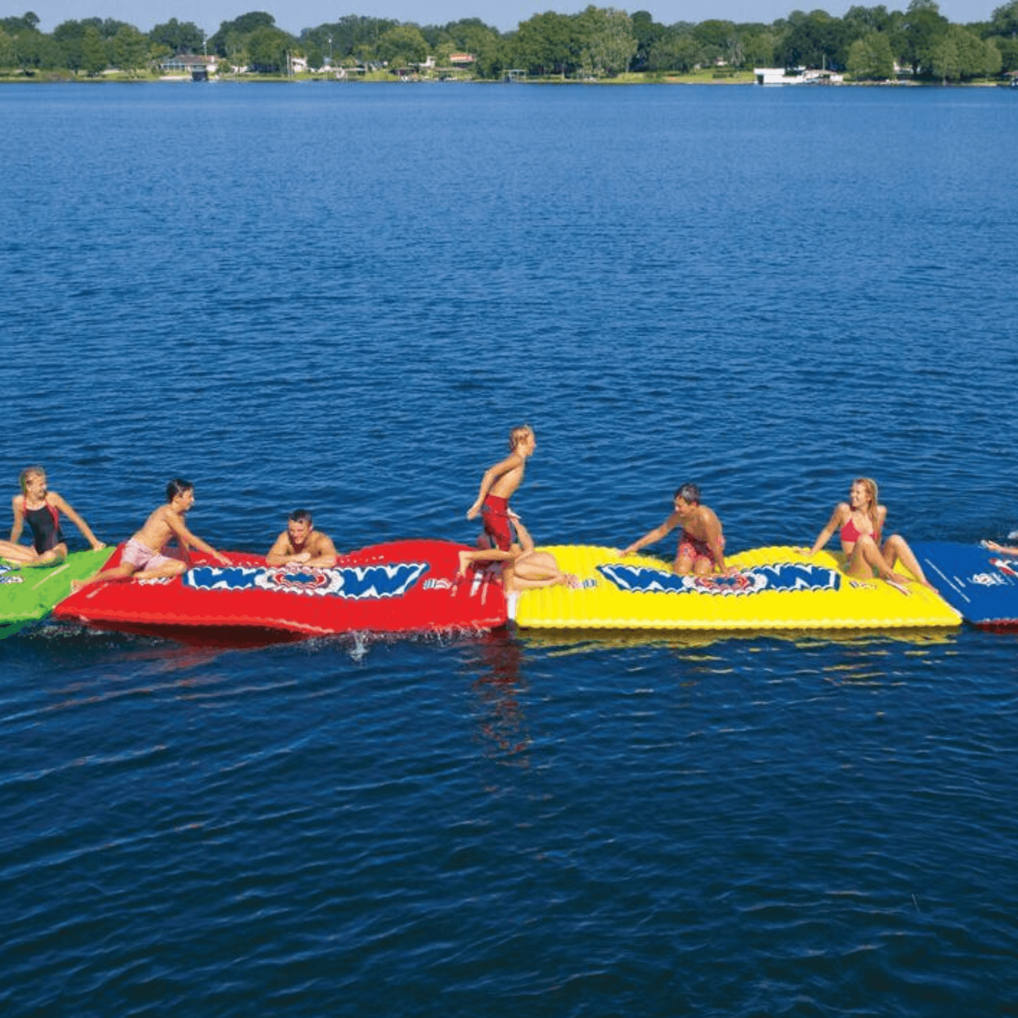 WOW Watersports Floating Pool and Lake Water Walkway and Lounge for up to 6 People - Red