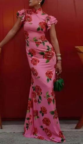 Floral Elegance Puff Sleeve Dress