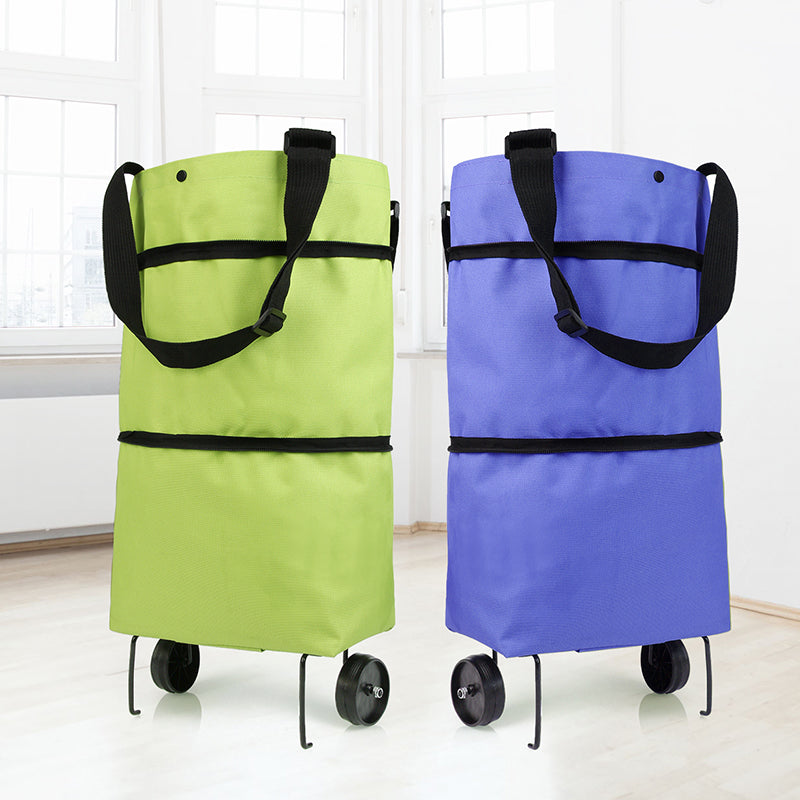 Folding Shopping Pull Cart Trolley Bag With Wheels Foldable Shopping Bags  Reusable Grocery Bags Food Organizer Vegetables Bag