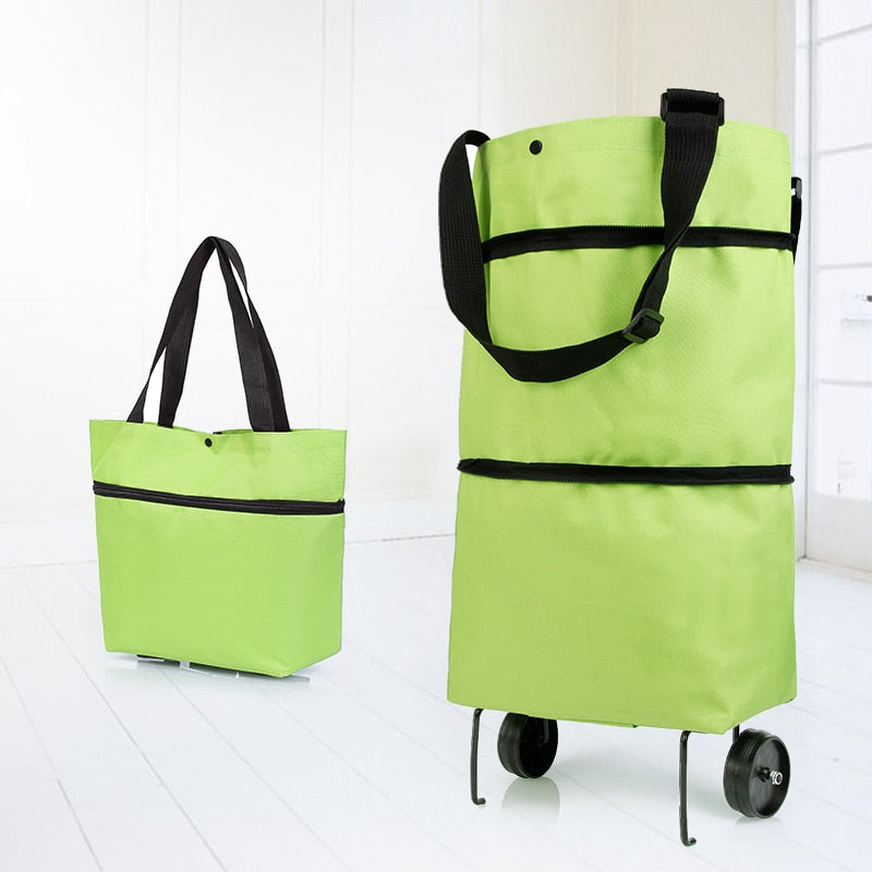 Folding Shopping Pull Cart Trolley Bag With Wheels Foldable Shopping Bags  Reusable Grocery Bags Food Organizer Vegetables Bag