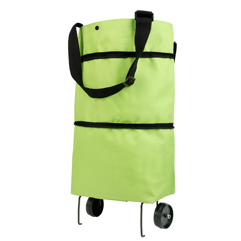 Folding Shopping Pull Cart Trolley Bag With Wheels Foldable Shopping Bags  Reusable Grocery Bags Food Organizer Vegetables Bag