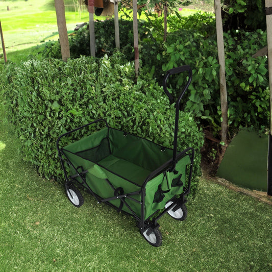Folding Wagon Garden Shopping Beach Cart (Green)