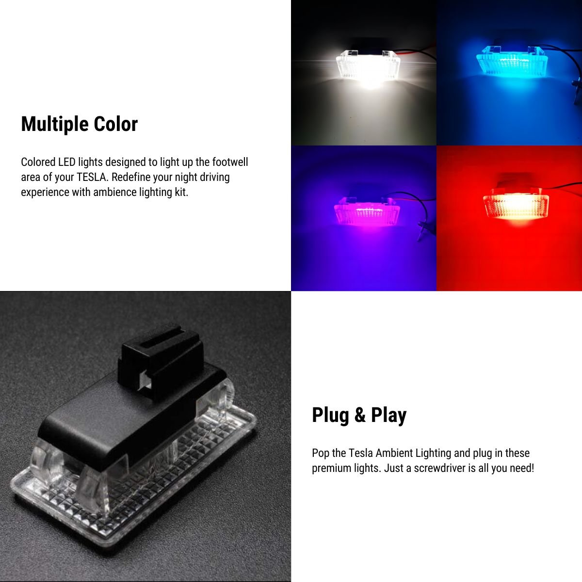 Footwell LED Lights for Tesla Model 3/Y/S/X (4PCS)