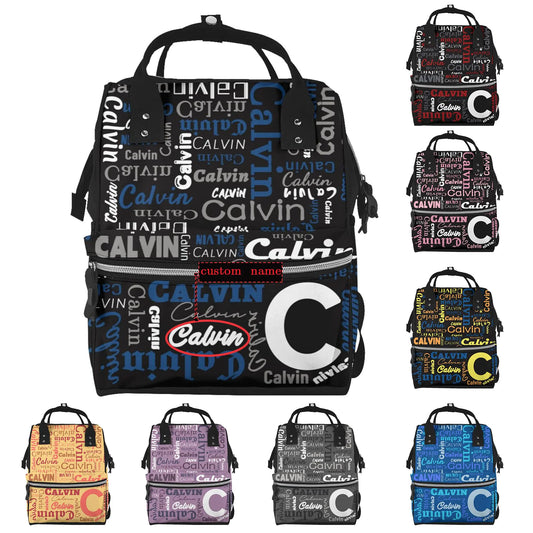 WLRUEZN Personalized Name Large Capacity Diaper Bag for Women Men Custom Backpack Customized Fashion Daypack Shoulder Bag for Shopping Travel Camping Work Office