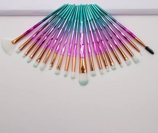 20-Piece Eye Brush Set with Colorful Diamond Handles