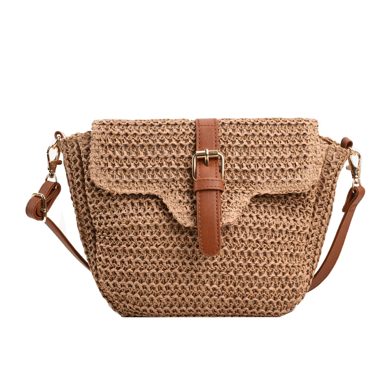 Women's Straw Messenger Bag  Casual Saddle Bag