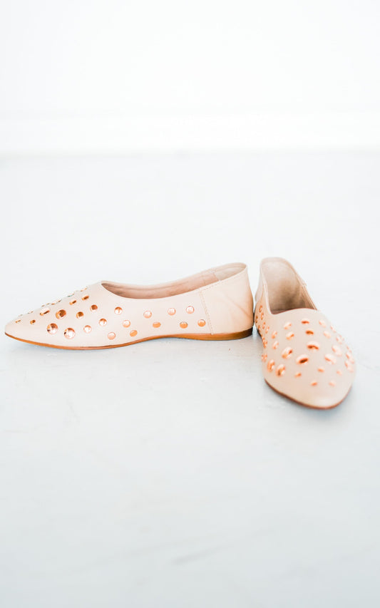 Harriette Leather Flats in Blush