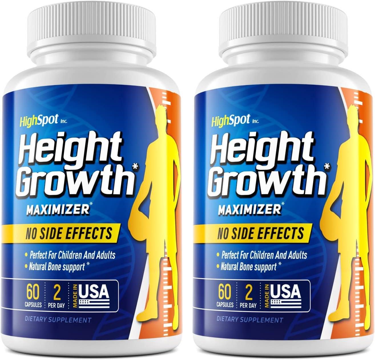2 Pack HighSpot Height Growth - Height Growth Maximizer - Calcium, Vitamin D3, B1, B2 - Grow Taller Supplement - Bone Growth Supplement - Made in USA (White)