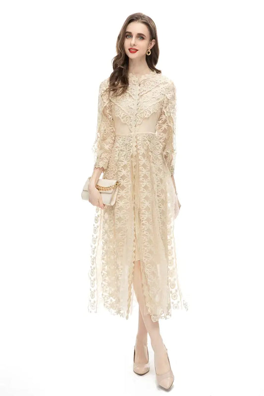 Elegant Mesh Embroidered Long Skirt for Women