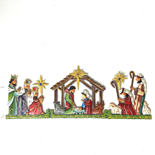 Colorful Hinged Trifold Nativity