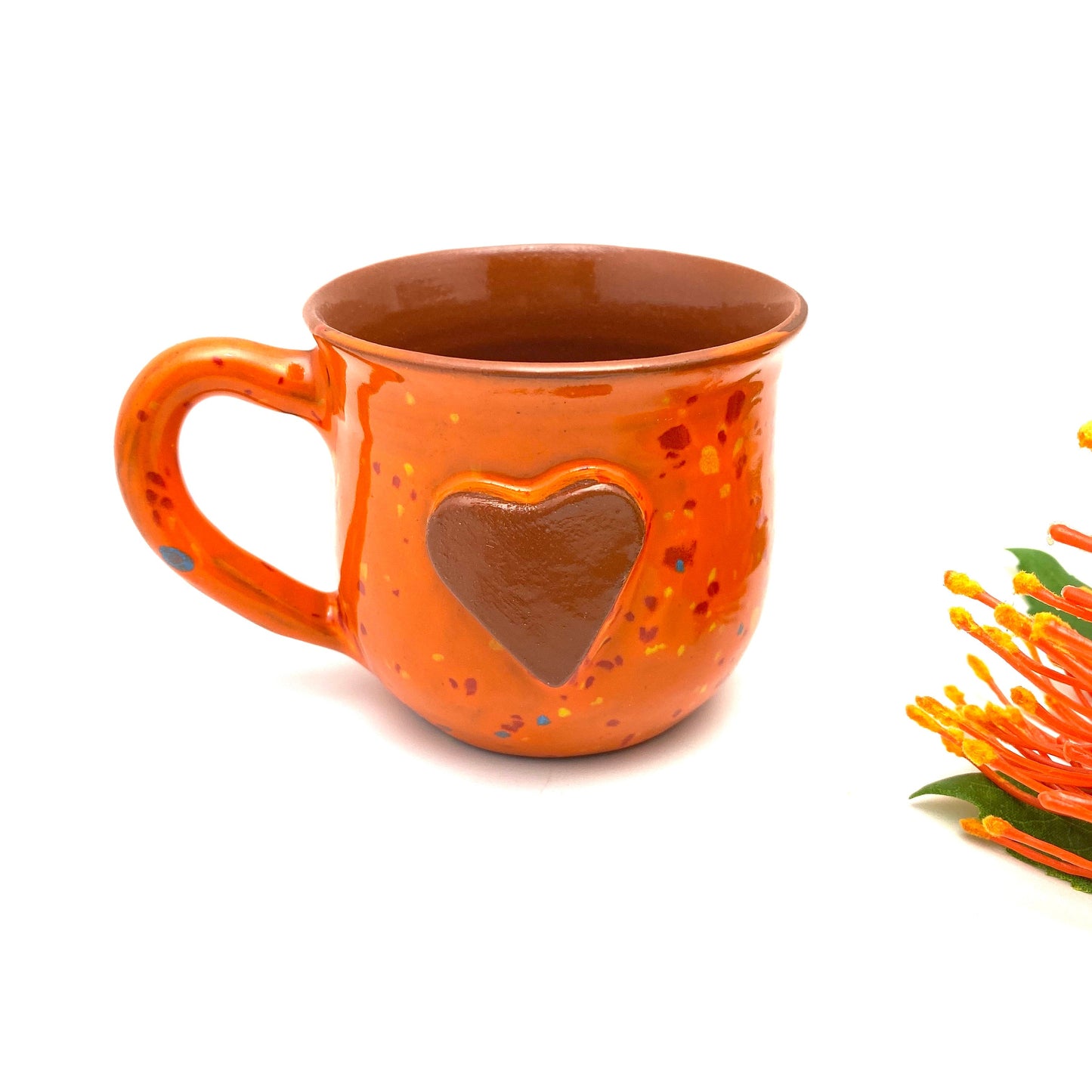 Calliope Heart Mug - Speckled Orange look