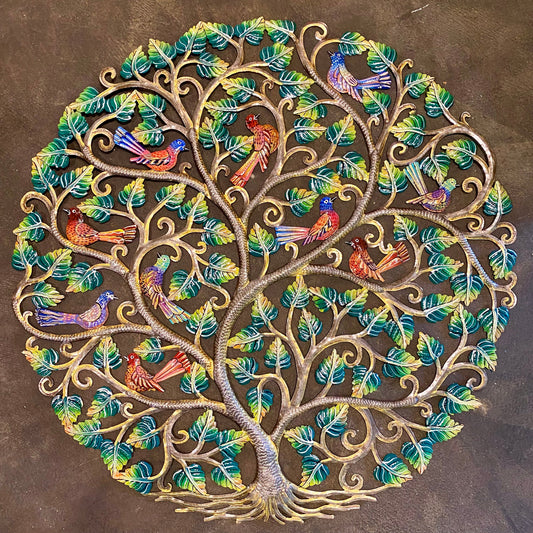 Jumbo Painted Tree of Life with Birds