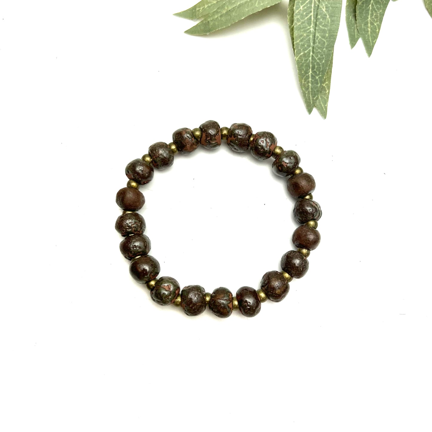 Simple Ceramic Bracelet- Textured Bean
