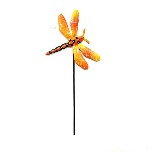Orange Dragonfly Garden Stake