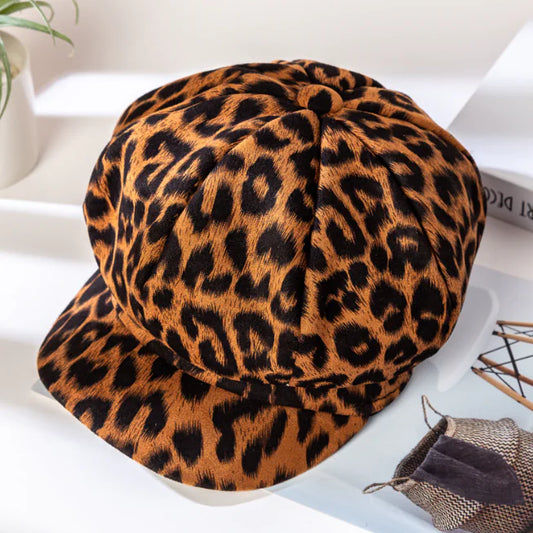 Personalized Leopard Print Octagonal Hat for Women