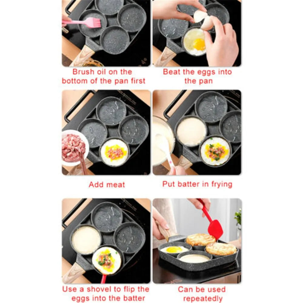Four-Hole Non-Stick Omelet Pan: Versatile Breakfast Cookware