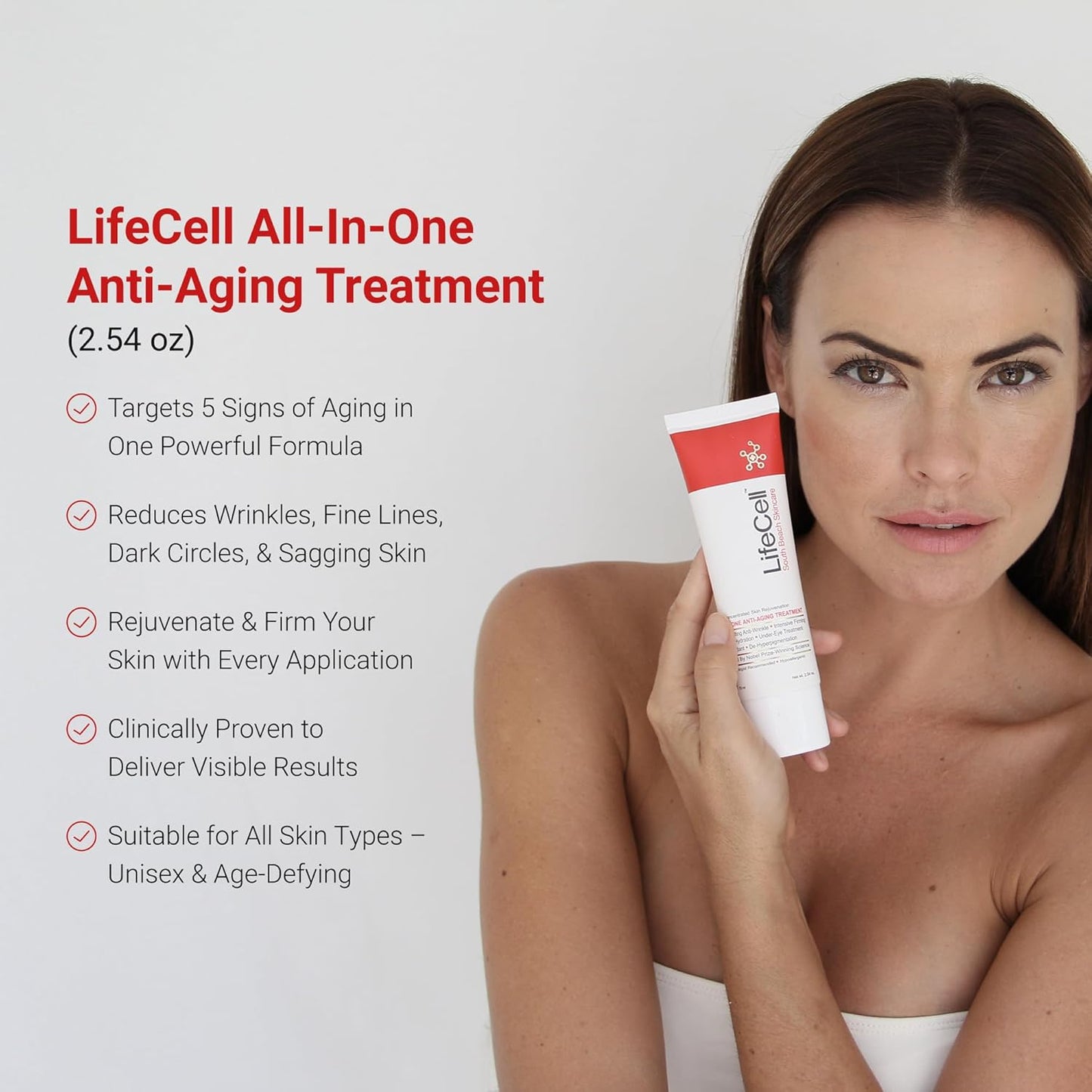 LifeCell All‑In‑One Anti‑Aging Cream 2.54 oz – Retinol, Vitamin C, DMAE & Hyaluronic Acid for Wrinkles, Fine Lines, Dark Circles & Sun Damage