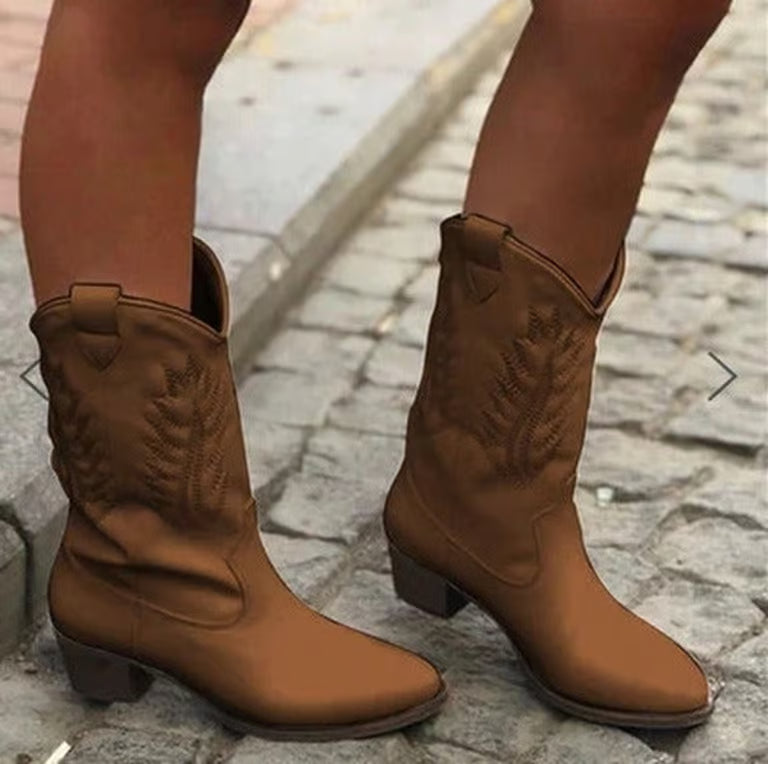 Western Cowboy Suede Boots Women Boots