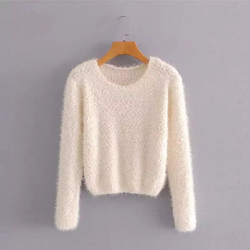 Women's Solid Color Round Neck Pullover Sweater