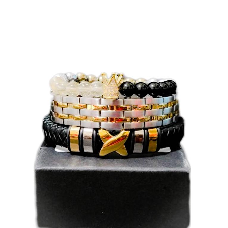 Men' Citrine and Onyx Bracelet set