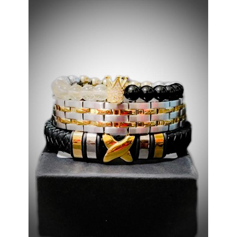 Men' Citrine and Onyx Bracelet set
