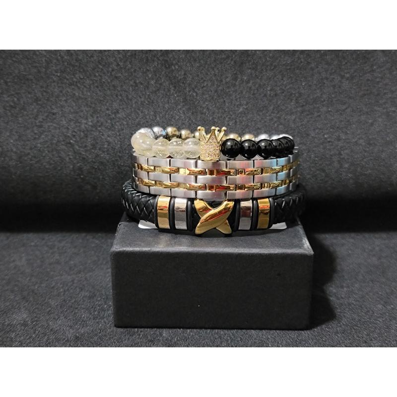 Men' Citrine and Onyx Bracelet set