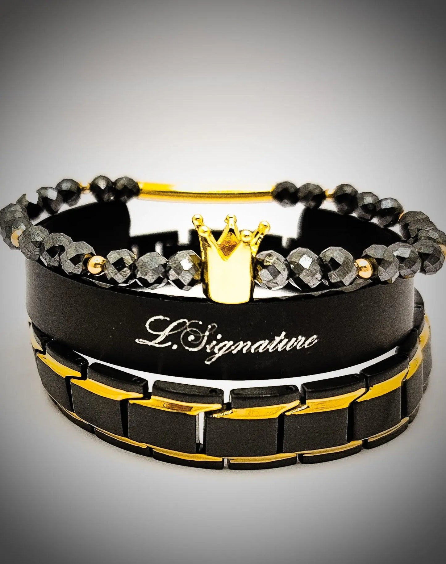 Men's Black Diamond Bracelet Set