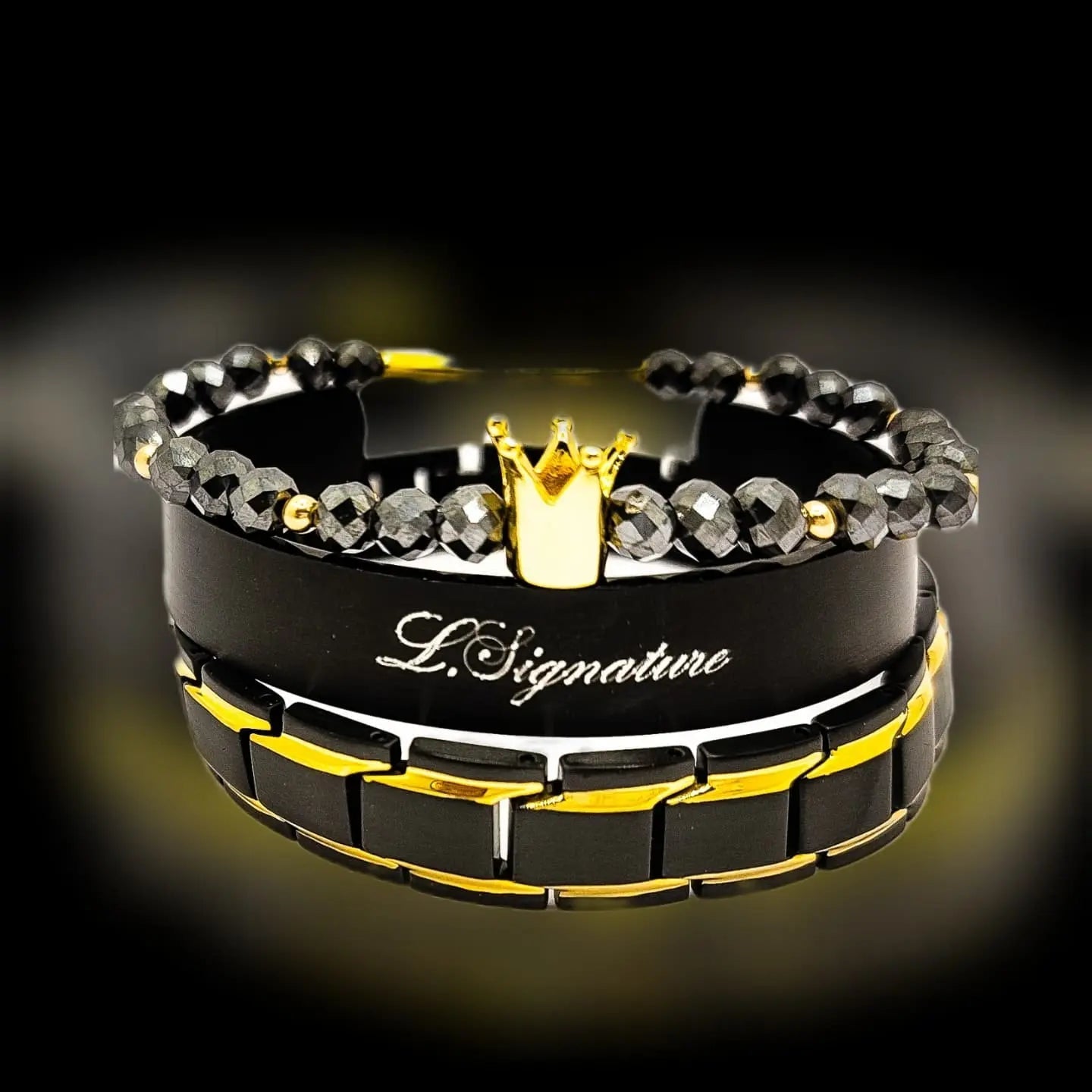 Men's Black Diamond Bracelet Set