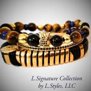 Men's Tiger Eye and Lapis Lazuli Bracelet Set