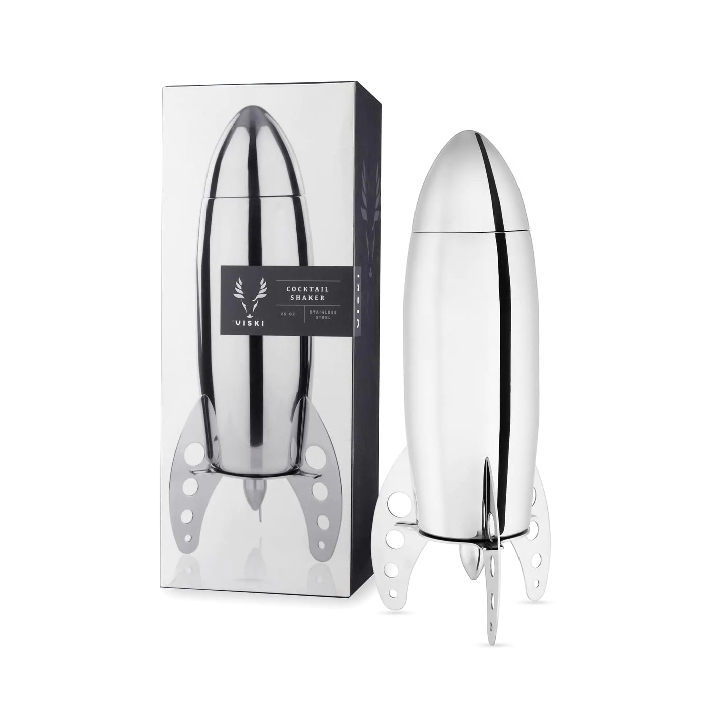 Viski Rocket Cocktail Shaker with Strainer Bar Set Martini Shaker Mixed Drink Shaker Stainless Steel Cocktail Shaker Bartending Tools 24oz