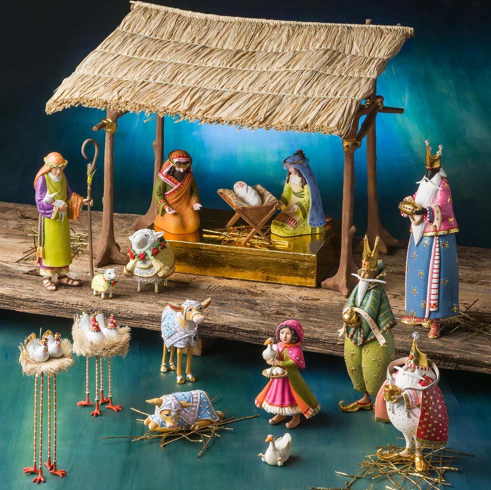 Nativity Chicken & Dove Figures by Patience Brewster