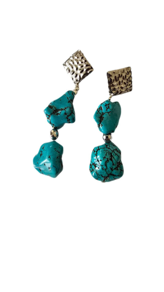 Natural Blue Turquoise Earrings