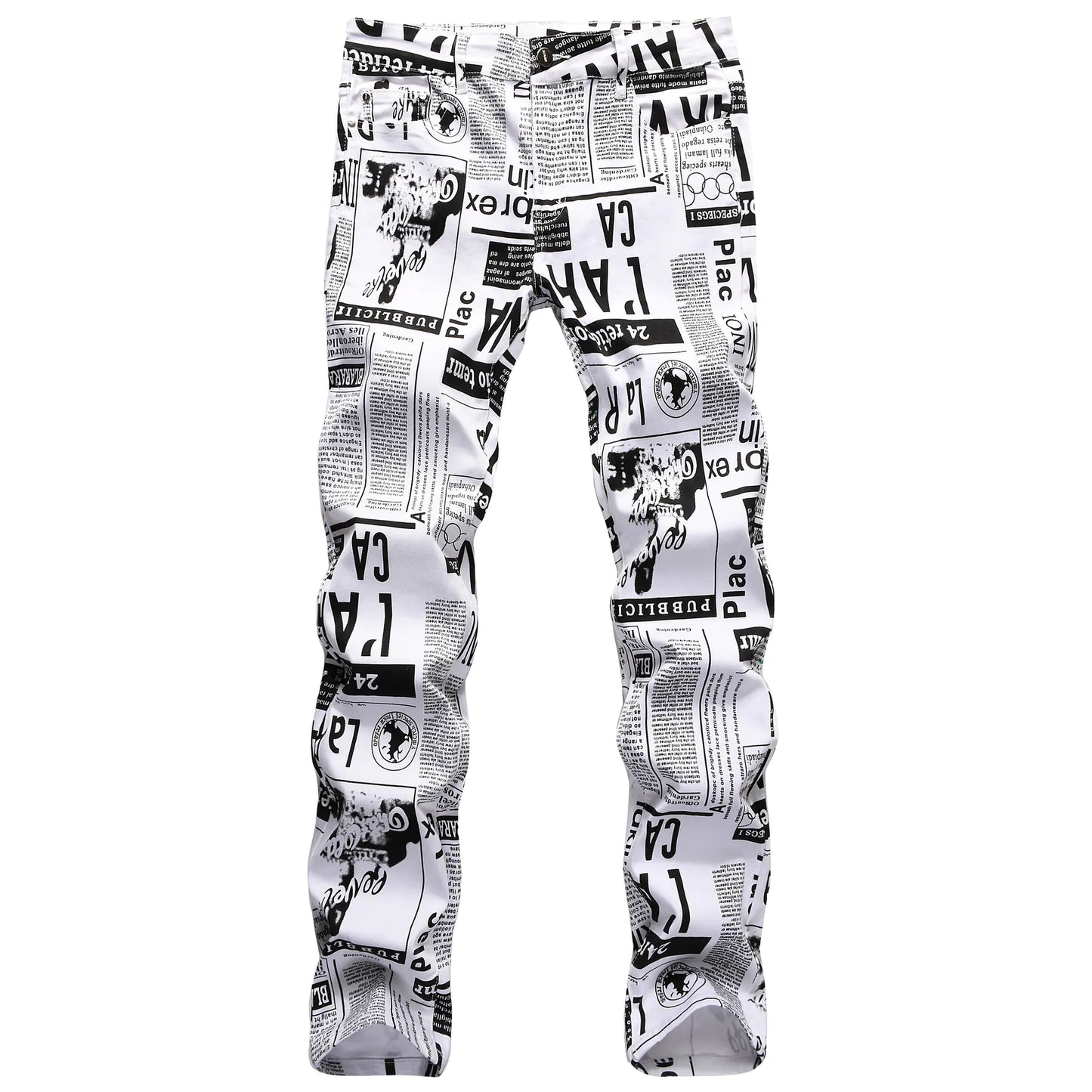 Trendy Asymmetric Printed Denim Pants for Men