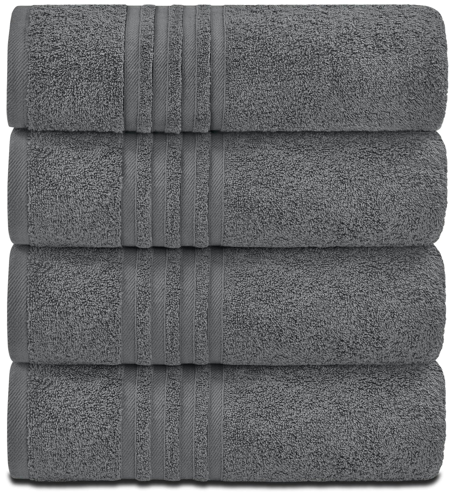 Wealuxe Grey Bath Towels Set of 4 Cotton 27x54 Inch Body Towel for Hotel Gym