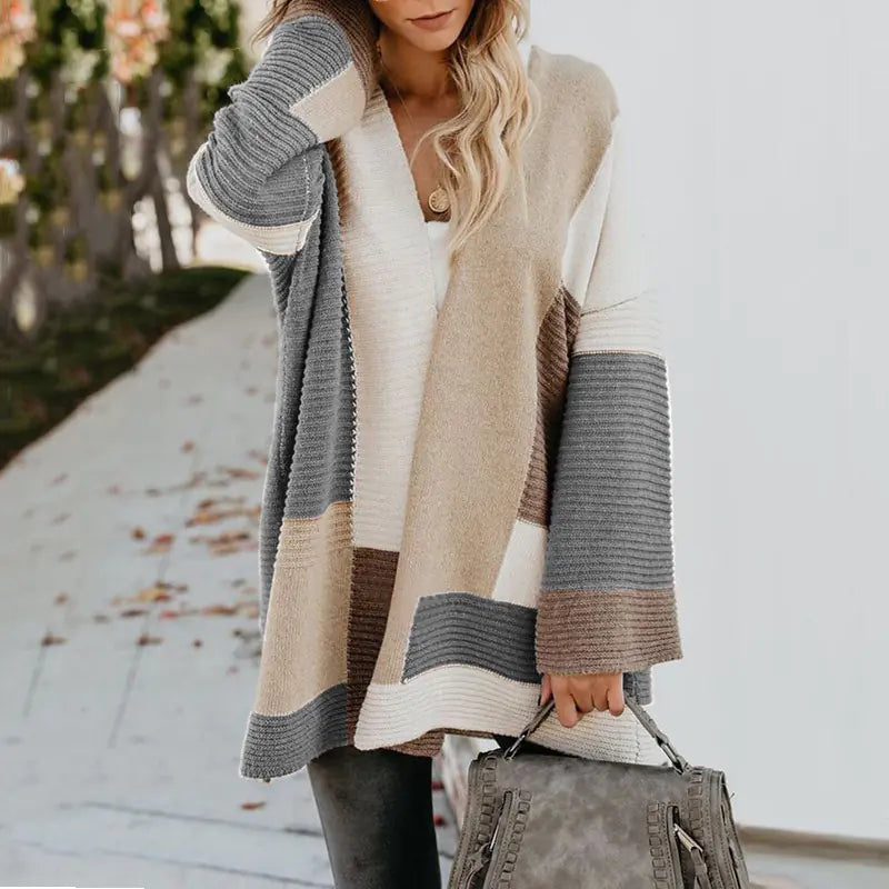 Women's  Geometric Color Block Cardigan