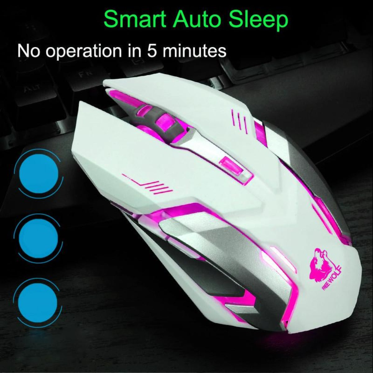 Dragon Stealth 7 Wireless Silent LED Backlit USB Optical Gaming Mouse