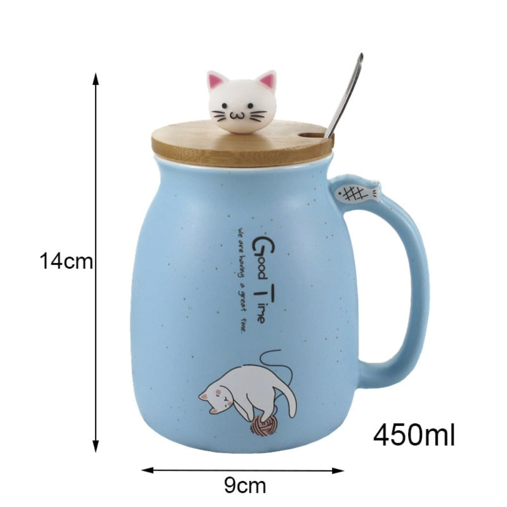 Adorable Cat Cartoon Ceramic Coffee Mug