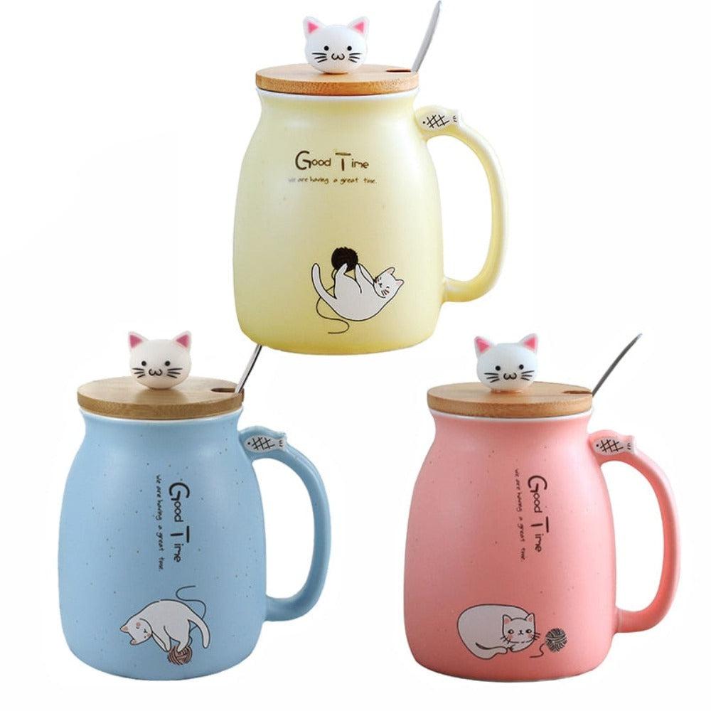Adorable Cat Cartoon Ceramic Coffee Mug