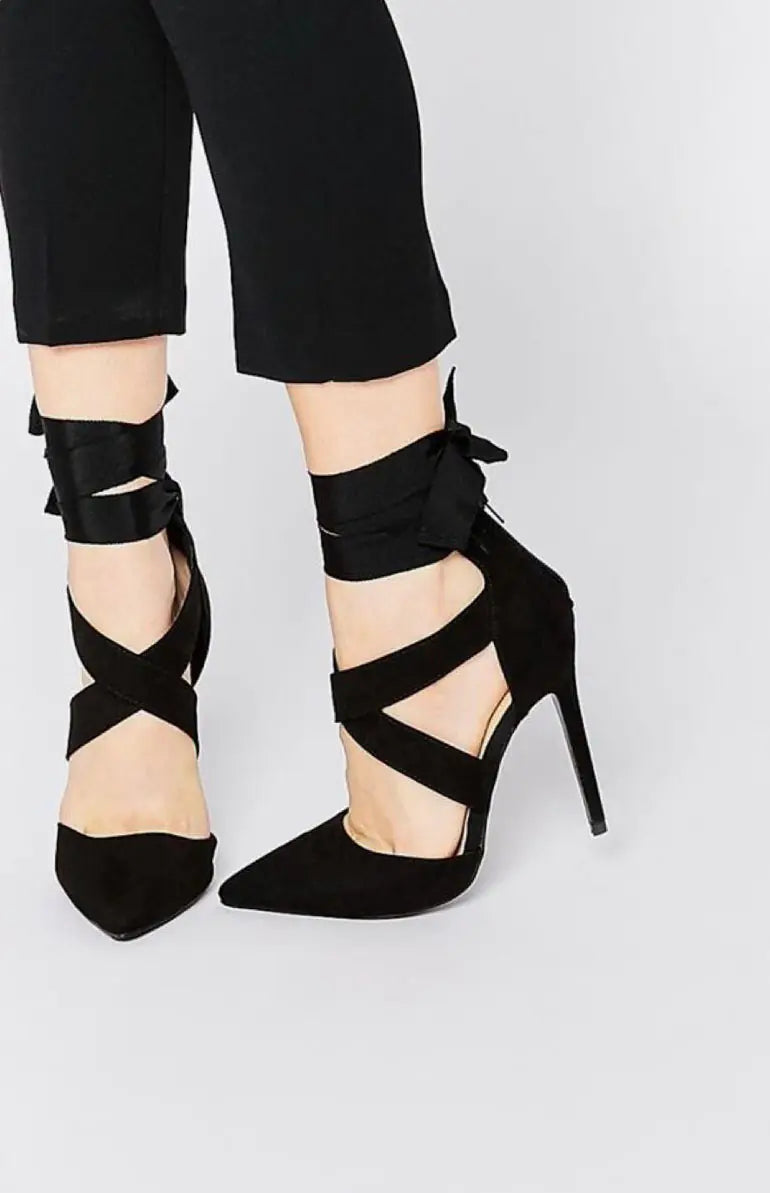 Comfortable Ribbon Sexy Pointed Toe Heeled Sandals