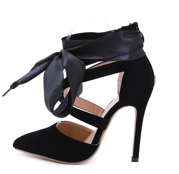 Comfortable Ribbon Sexy Pointed Toe Heeled Sandals