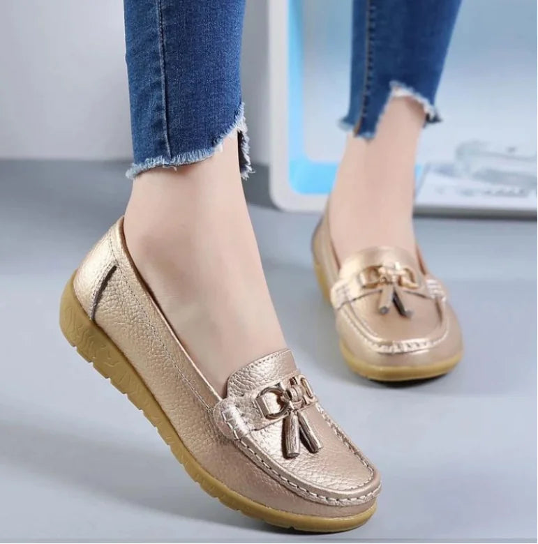 Casual Flat Shoes for Women - Genuine Leather