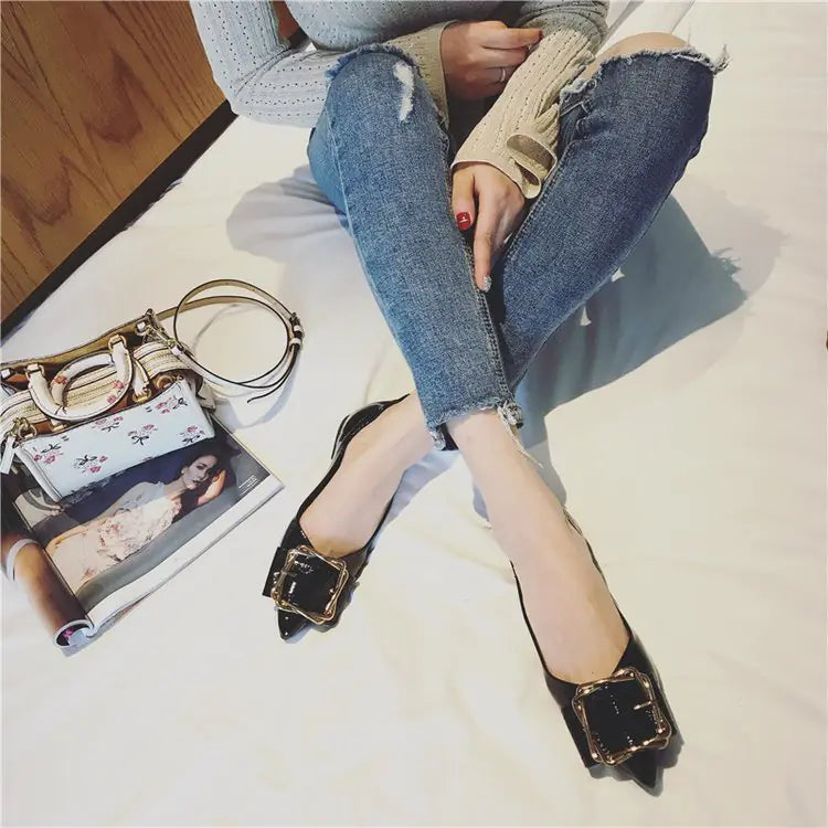 Trendy Korean Style Pointed Toe Flat Slip-On Shoes